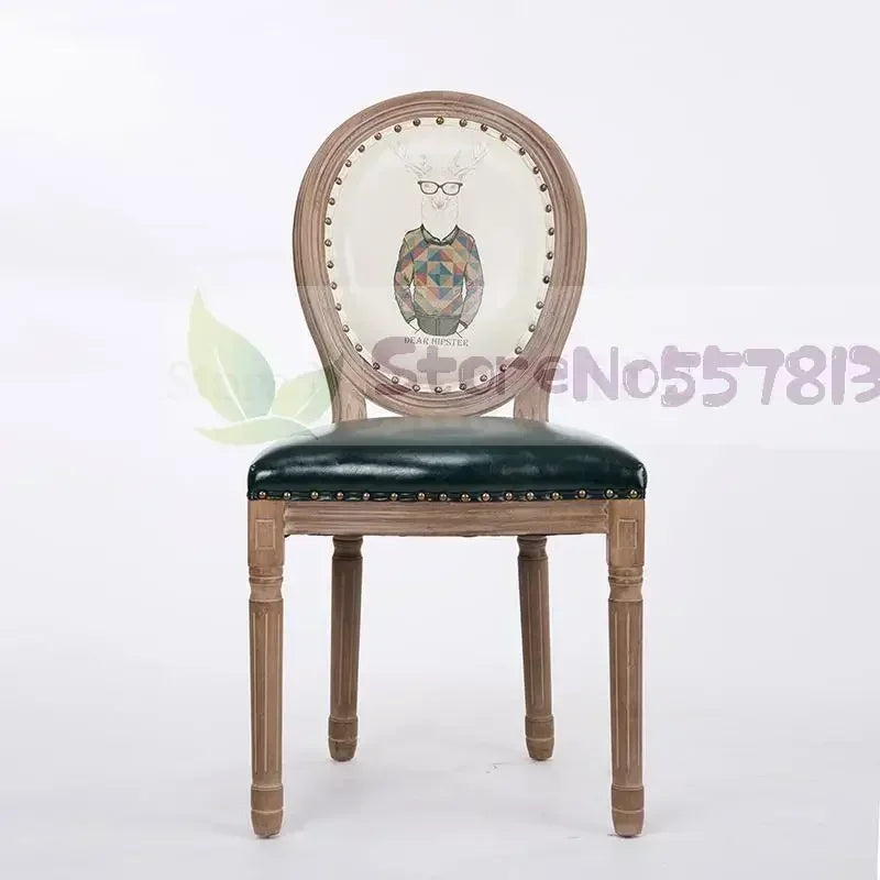 Retro Solid Wood Soft Chair - Simple Leather Seat, Dining Chair