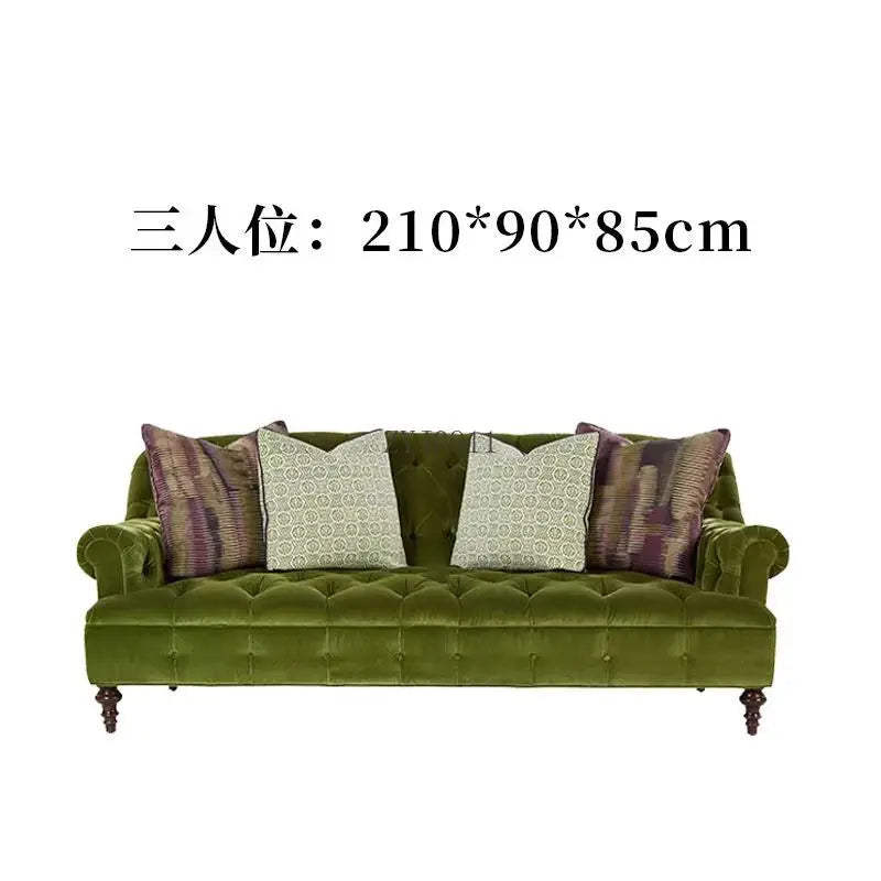 retro olive green velvet  sofa