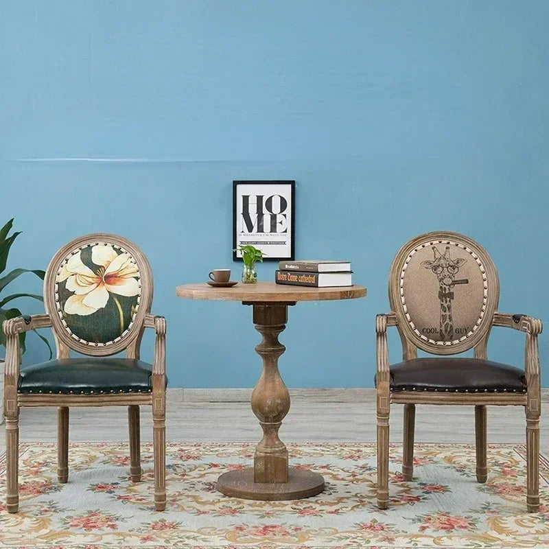 Retro Solid Wood Soft Chair - Simple Leather Seat, Dining Chair