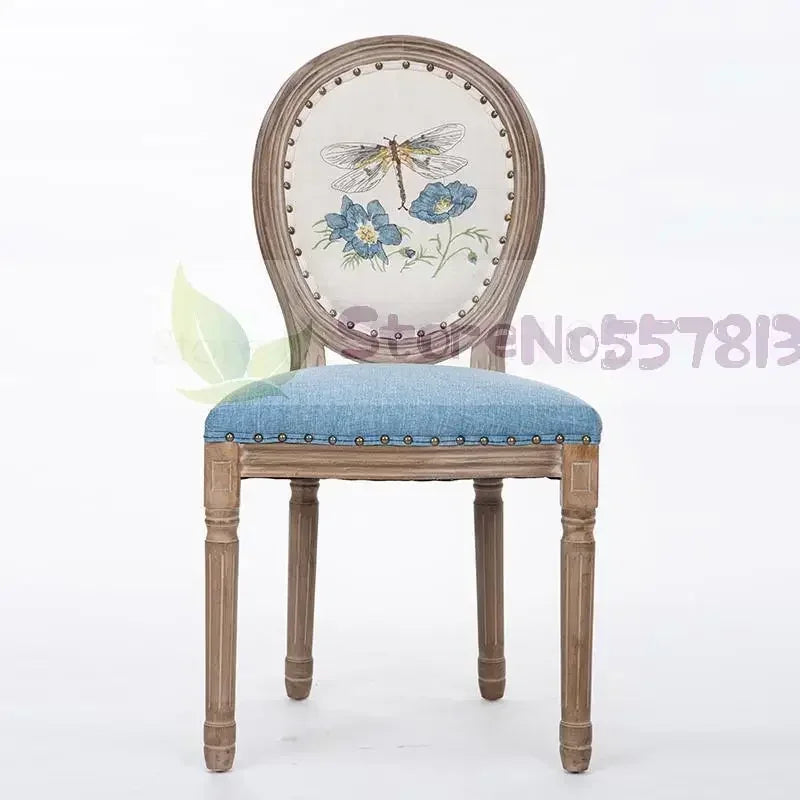 Retro Solid Wood Soft Chair - Simple Leather Seat, Dining Chair