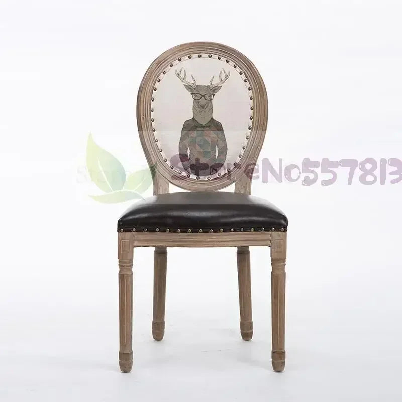 Retro Solid Wood Soft Chair - Simple Leather Seat, Dining Chair