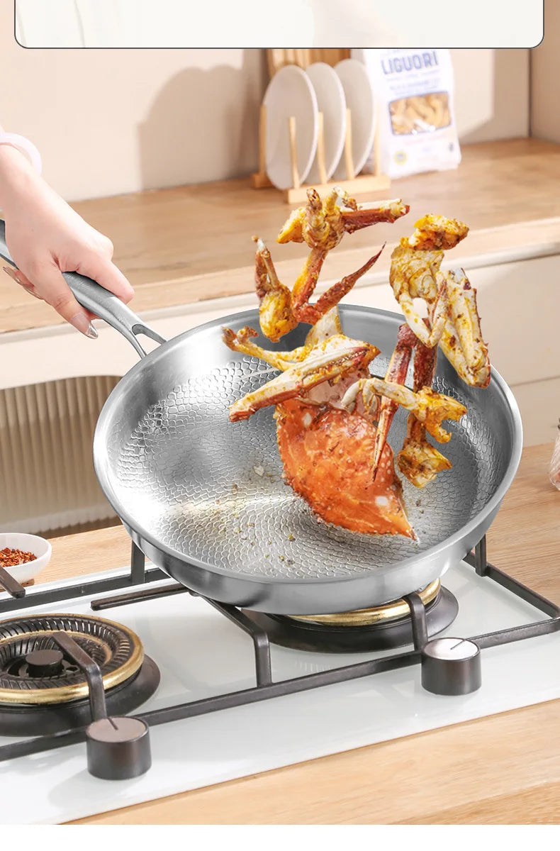 High-end titanium pan, household uncoated steak frying