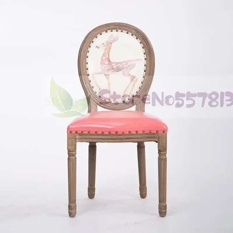 Retro Solid Wood Soft Chair - Simple Leather Seat, Dining Chair