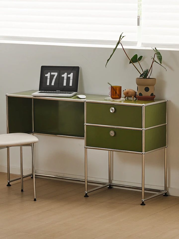 Modern Modular Metal Desk with Storage Cabinet