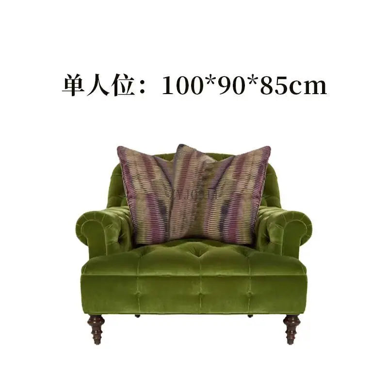 retro olive green velvet  sofa