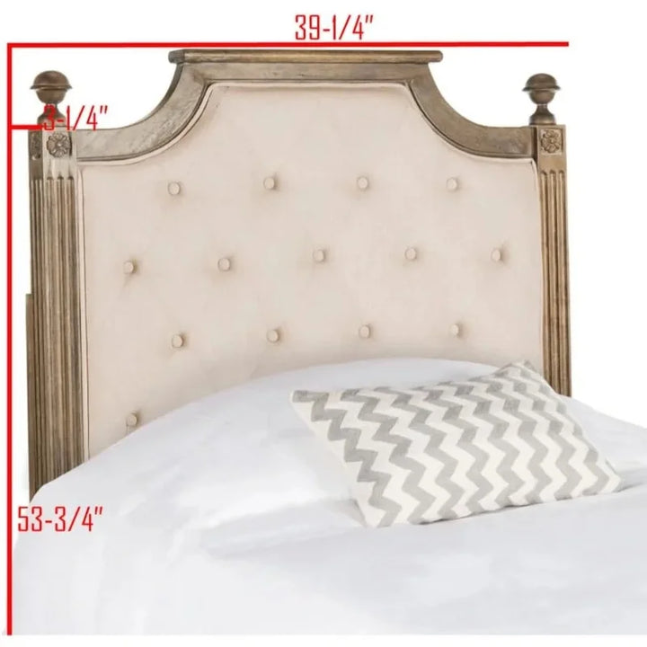 Tufted Linen Headboard, QUEEN Size, Beige Color