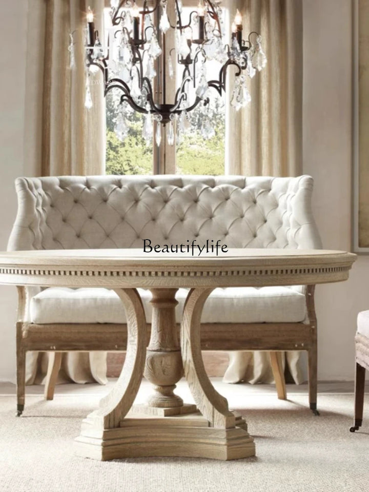 American country oak round dining table