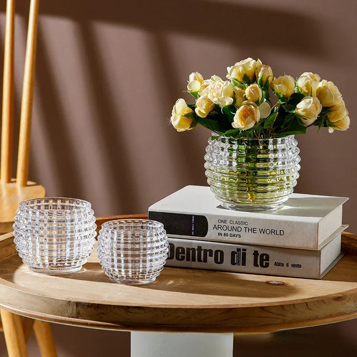 Modern Minimalist Crystal Small Vase Living Room Mini Transparent Glass Ball Flower Arrangement Hydroponic Desktop Decoration