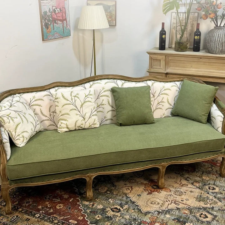 Vintage rustic three-seat solid wood sofa