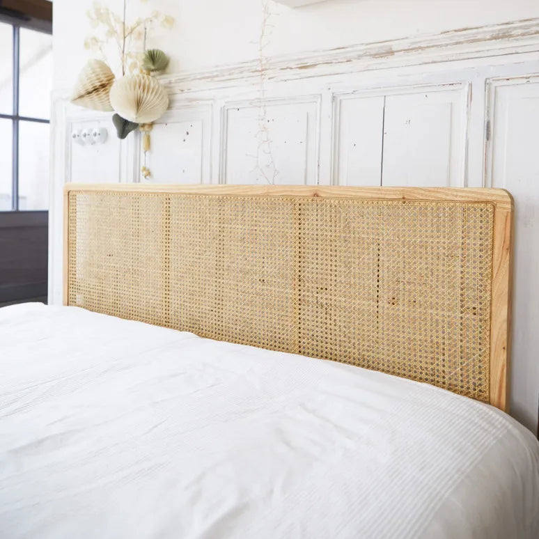Vintage Rattan Headboard with Cane Webbing Bedroom Furniture