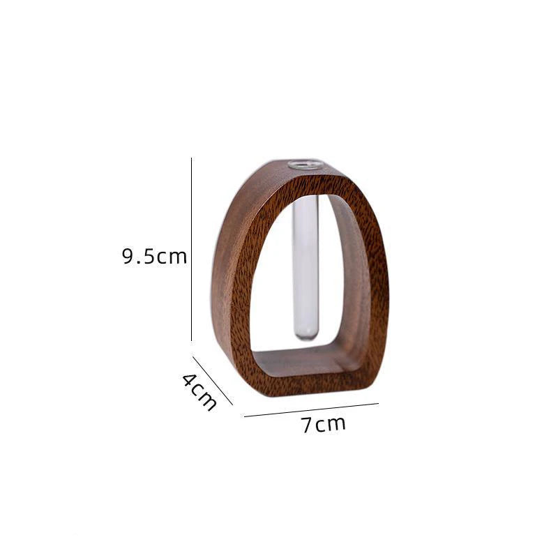 1 Piece Walnut Wooden Flower Vase Simple Glass Plant Vase