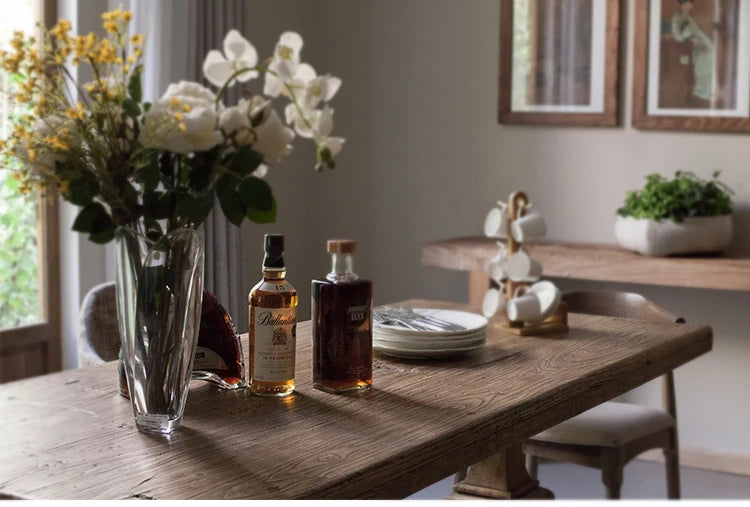 Solid Wood Old Elm  Dining Table For 6 People