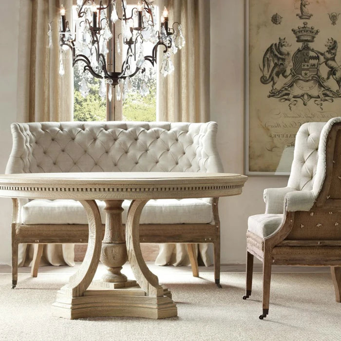 American country oak round dining table