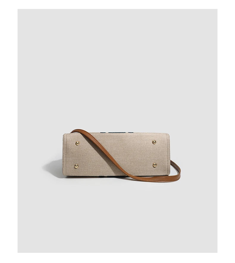 Canvas Stripe Decor Bucket Handbags