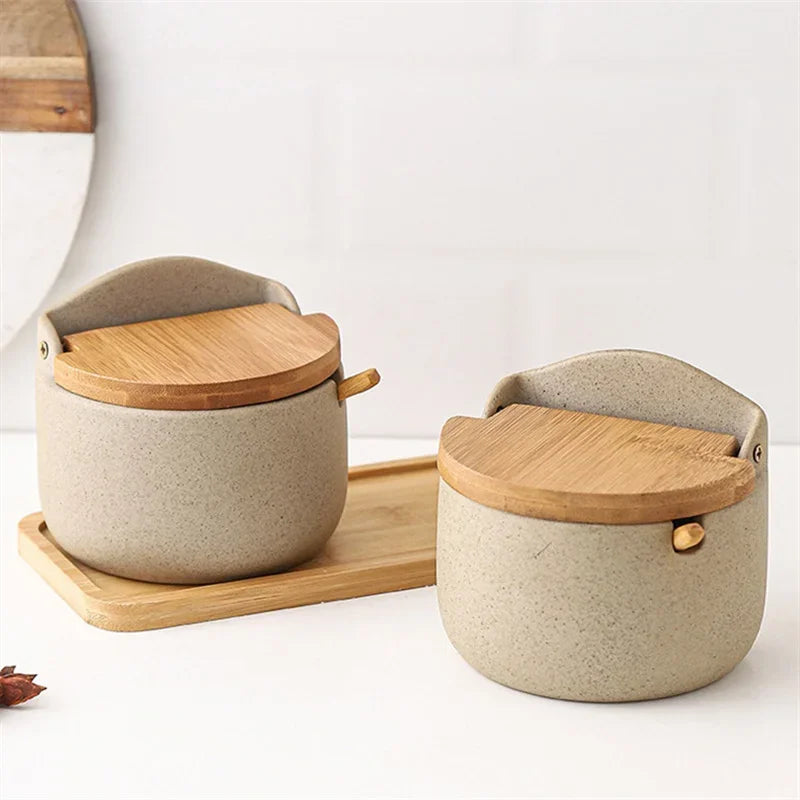 Ceramic Seasoning Jar with Bamboo lid