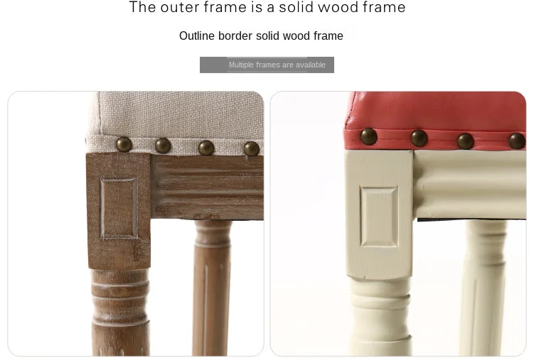 Retro Solid Wood Soft Chair - Simple Leather Seat, Dining Chair