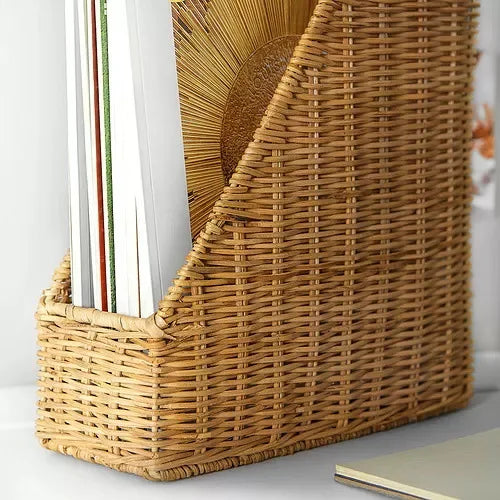 Handmade Woven Natural Rattan Magazine Rack