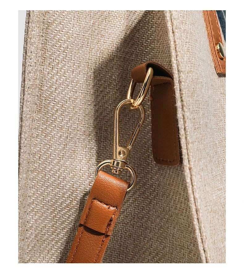 Canvas Stripe Decor Bucket Handbags