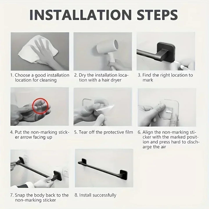 Wall Mounted Towel Rack Bathroom Storage, Rack No Drilling