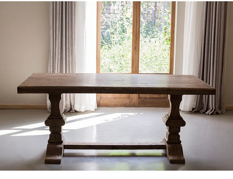 Solid Wood Old Elm  Dining Table For 6 People