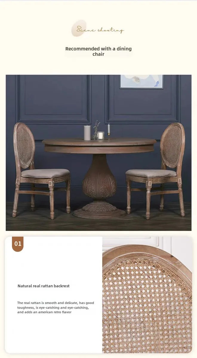 American Retro Solid Wood Round Dining Table