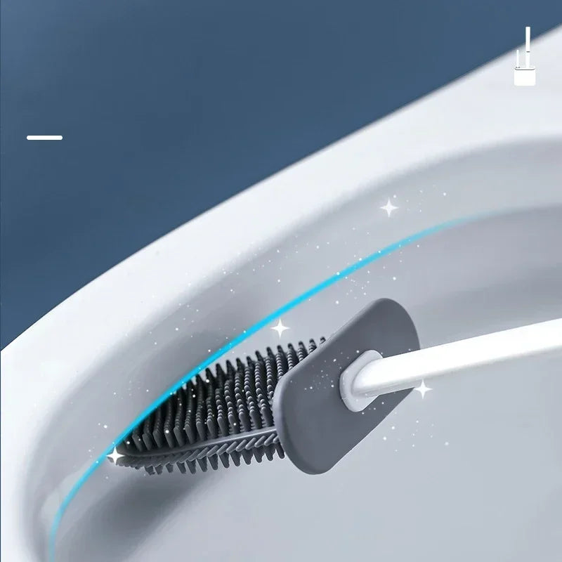 Silicone Toilet  Cleaning Brush Flat Head