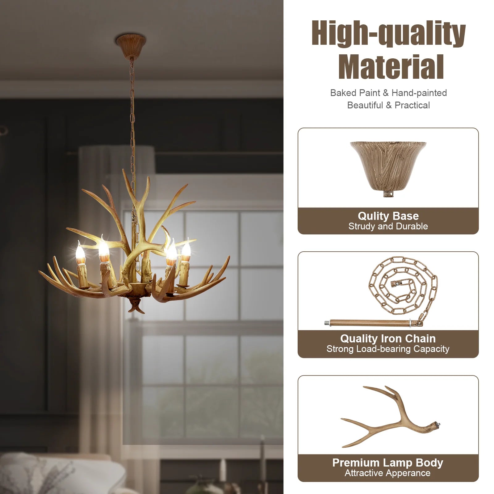 Vintage Antler LED Chandelier