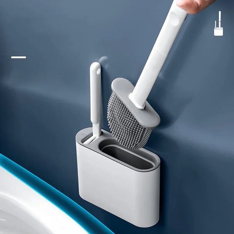 Silicone Toilet  Cleaning Brush Flat Head
