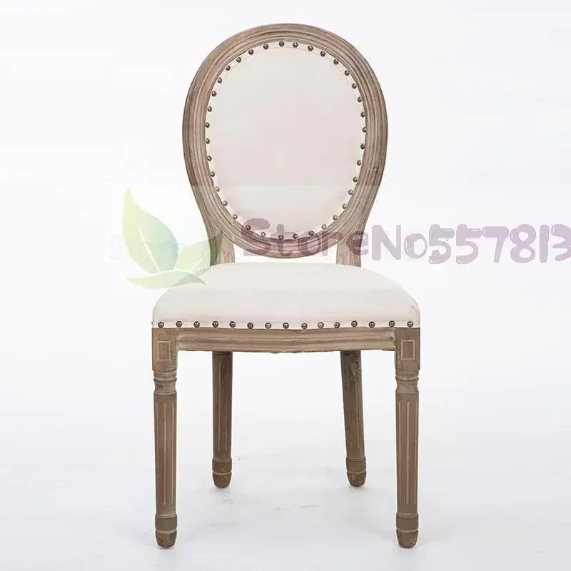 Retro Solid Wood Soft Chair - Simple Leather Seat, Dining Chair