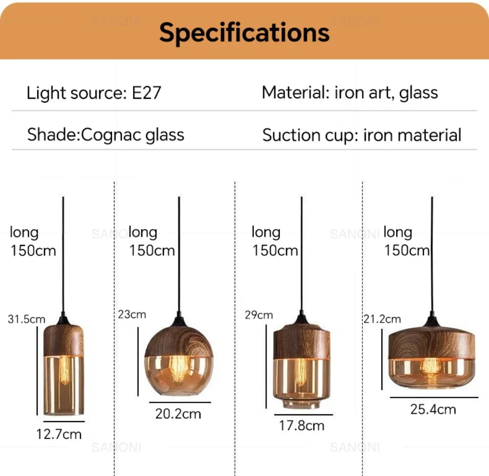 Wooden LED Pendant Lights Fixtures