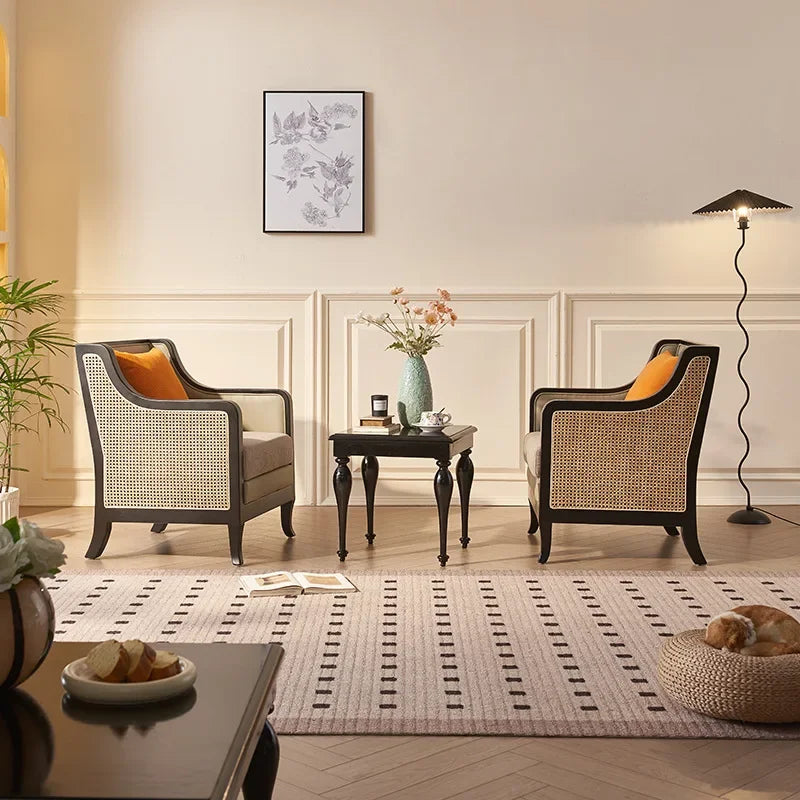 Rattan solid wood single sofa chair