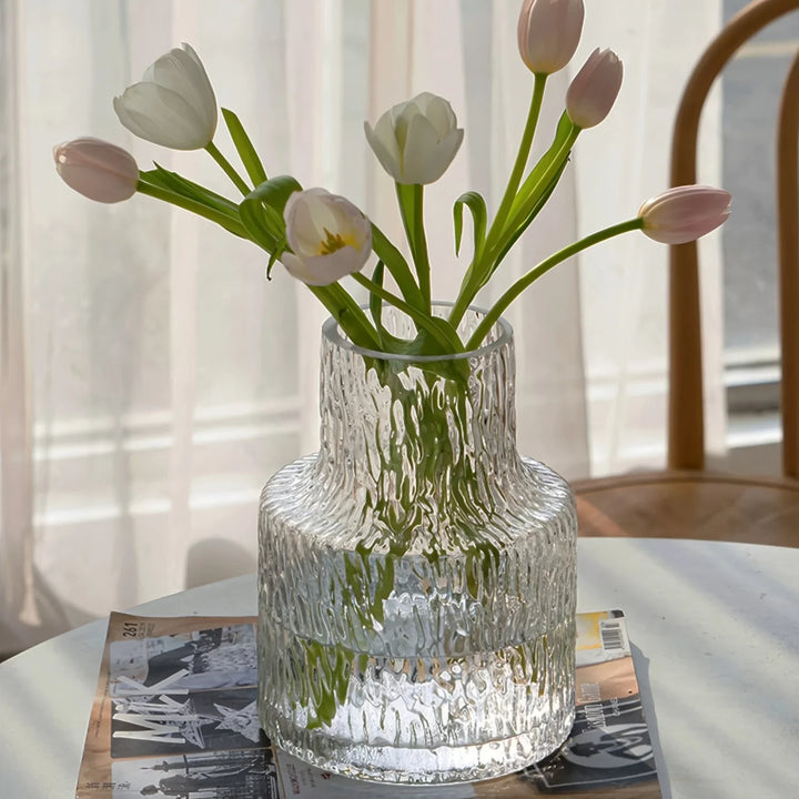 Vintage-Style Textured Glass Vase