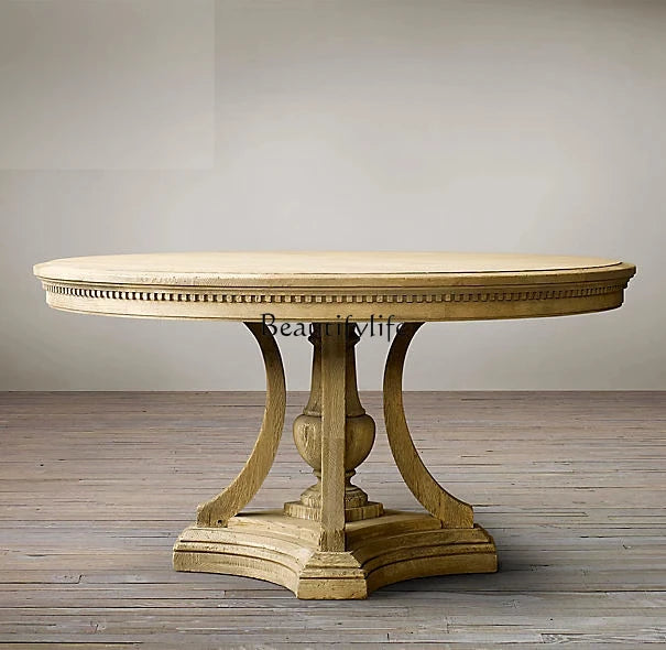 American country oak round dining table