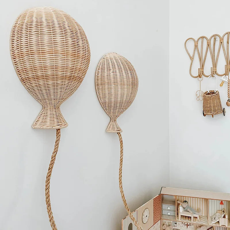Nordic Balloon Wall Decor Natural Rattan