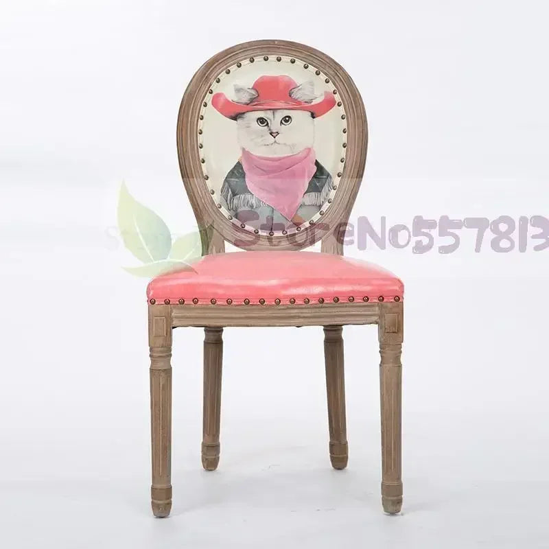 Retro Solid Wood Soft Chair - Simple Leather Seat, Dining Chair