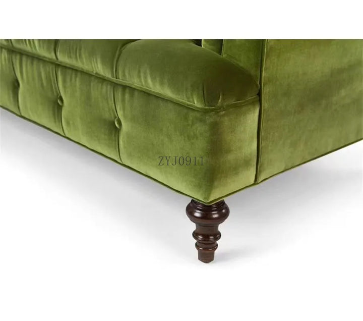 retro olive green velvet  sofa