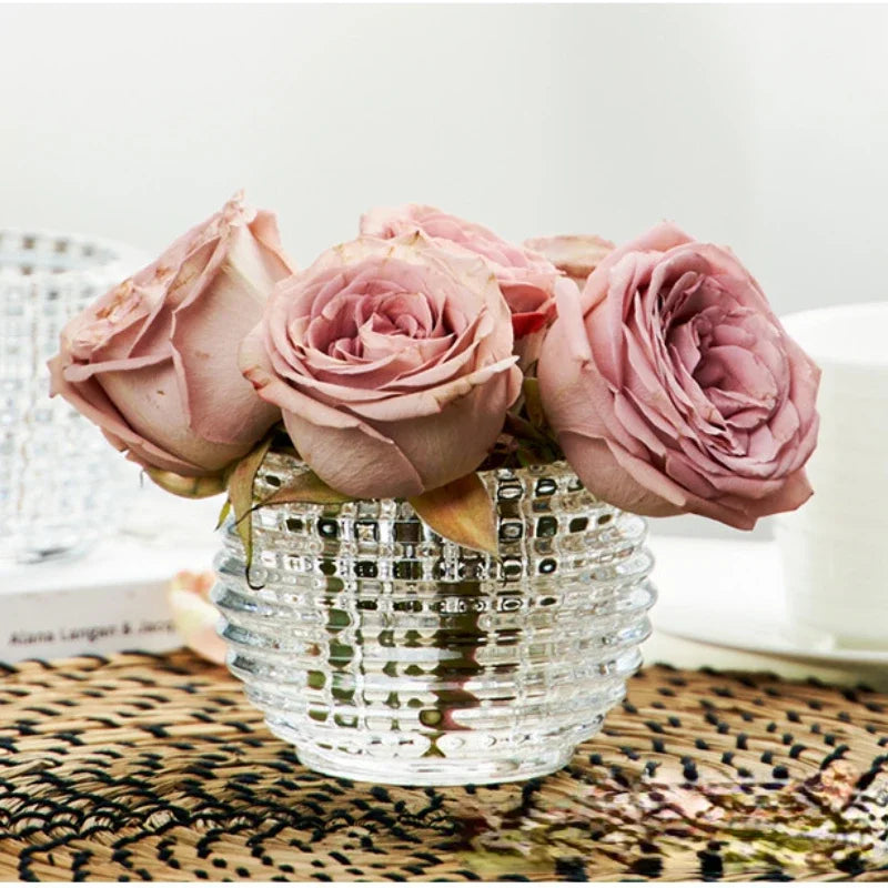 Modern Minimalist Crystal Small Vase Living Room Mini Transparent Glass Ball Flower Arrangement Hydroponic Desktop Decoration