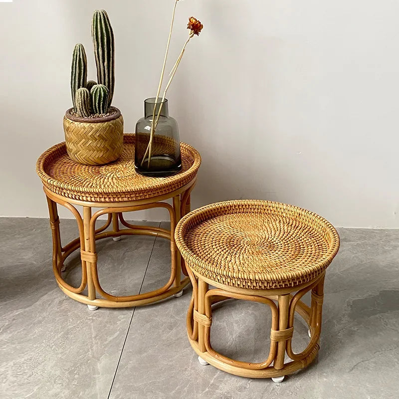 Creative Handmade Rattan Weaving Retro  Tea Table