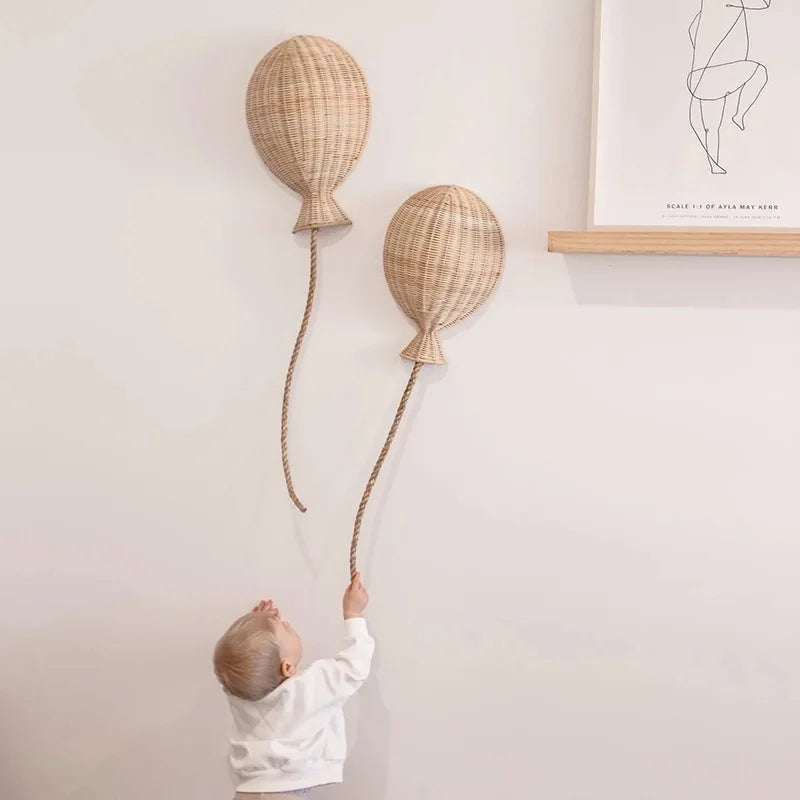 Nordic Balloon Wall Decor Natural Rattan