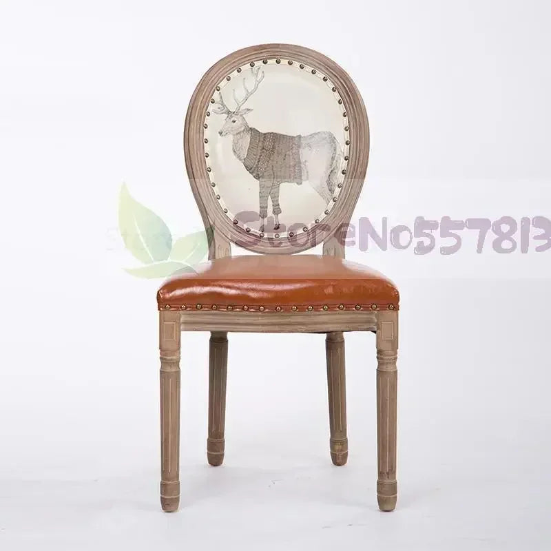 Retro Solid Wood Soft Chair - Simple Leather Seat, Dining Chair