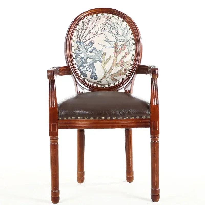 Retro Solid Wood Soft Chair - Simple Leather Seat, Dining Chair