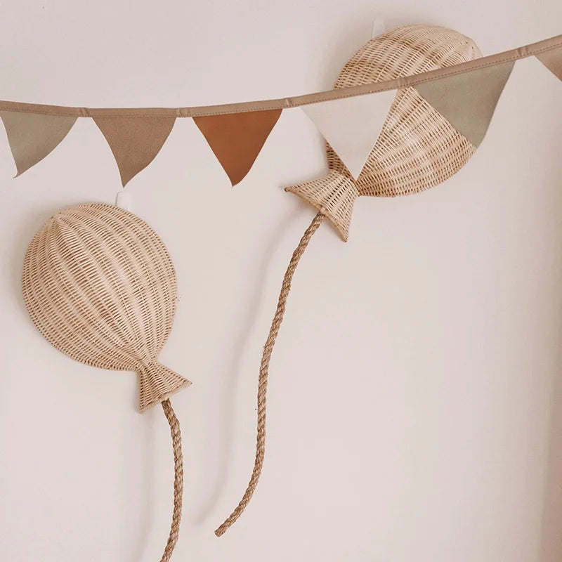 Nordic Balloon Wall Decor Natural Rattan