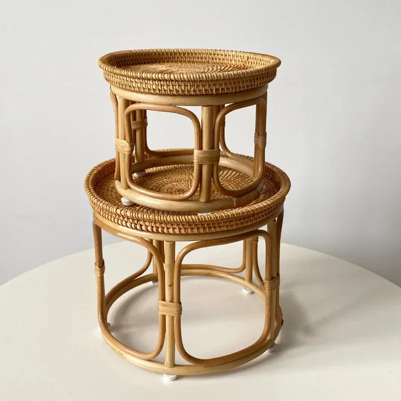 Creative Handmade Rattan Weaving Retro  Tea Table
